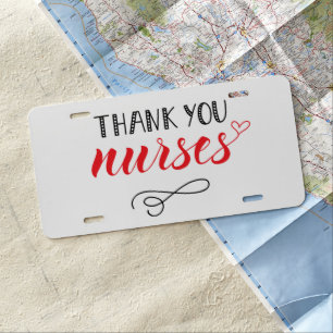 Thank You Nurses Fun Font License Plate