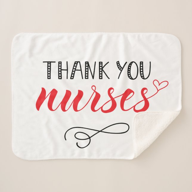 Thank You Nurses | Fun Font Sherpa Blanket (Front (Horizontal))