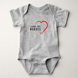 Thank You Nurses Heart Red Baby Bodysuit