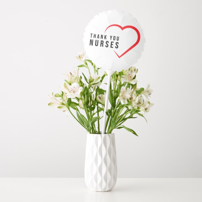 Thank You Nurses | Heart Red Balloon (Vase)