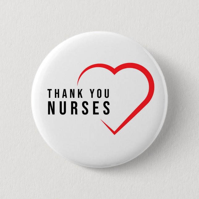 Thank You Nurses | Heart Red Button (Front)