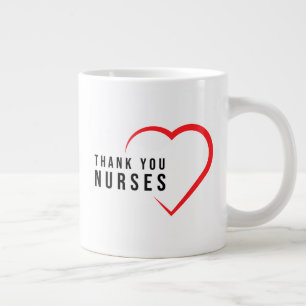 Thank You Nurses Heart Red Giant Coffee Mug