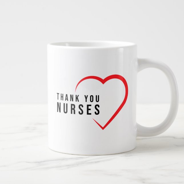 Thank You Nurses | Heart Red Giant Coffee Mug (Right)
