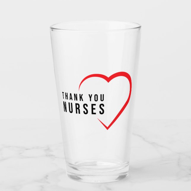 Thank You Nurses | Heart Red Glass (Front)