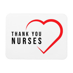 Thank You Nurses Heart Red Magnet