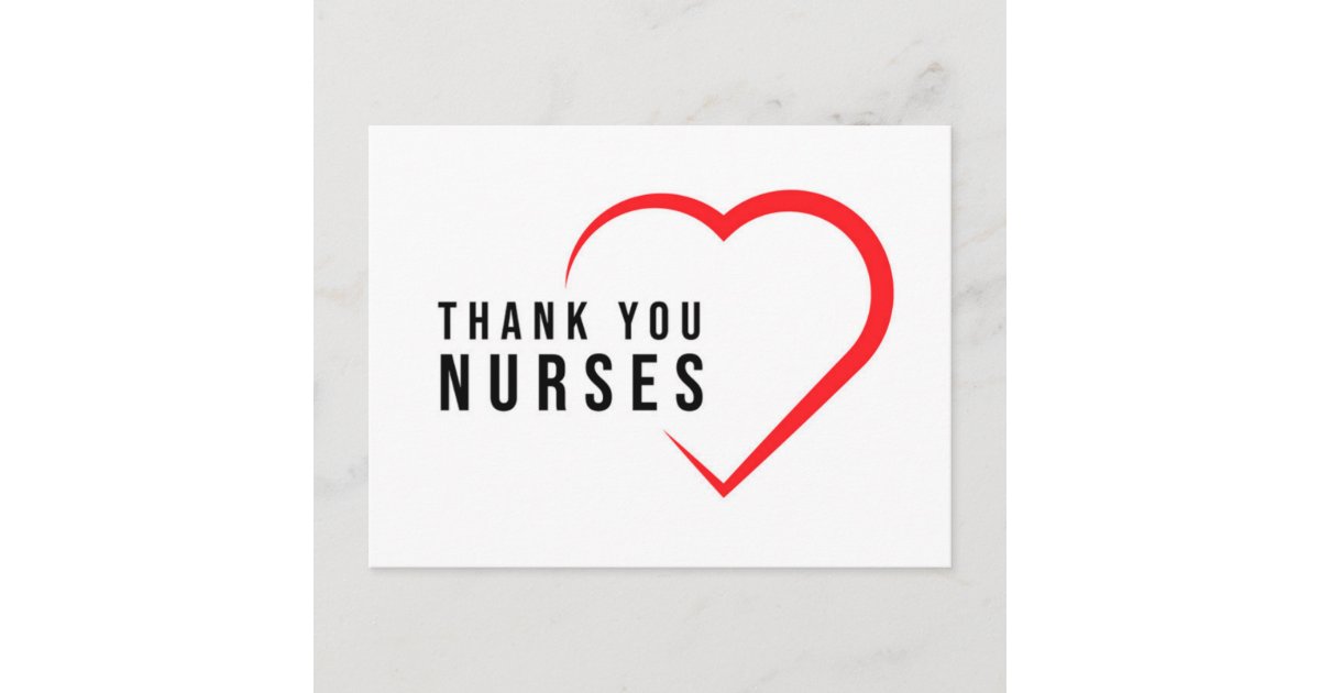 Thank You Nurses | Heart Red Postcard | Zazzle