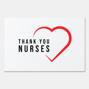 Thank You Nurses Heart Red Sign