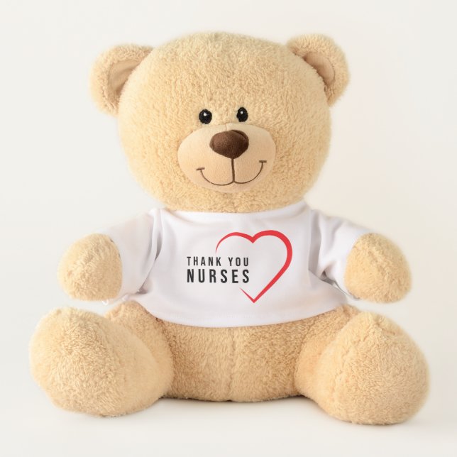 Thank You Nurses | Heart Red Teddy Bear (Front)