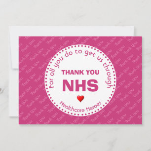 Thank You Nurses NHS Healthcare Heroes PINK Card
