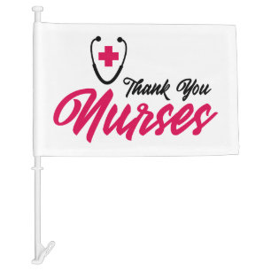 Thank You Nurses   Pink Car Flag