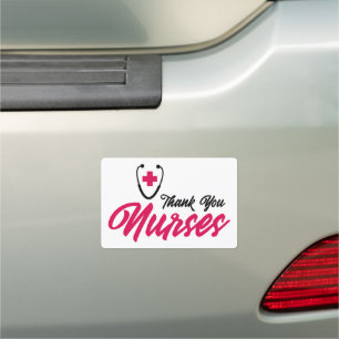 Thank You Nurses Pink Car Magnet