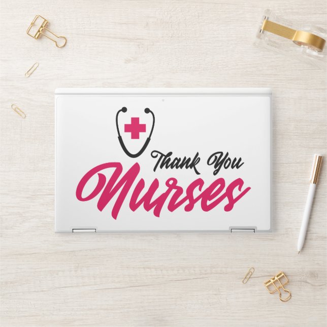 Thank You Nurses | Pink HP Laptop Skin (Desk)