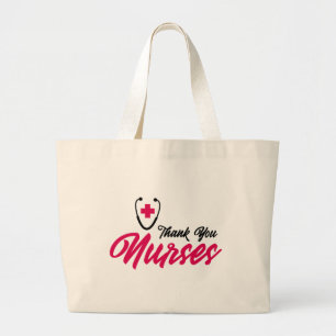Thank You Nurses   Pink Large Tote Bag