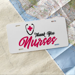 Thank You Nurses   Pink License Plate