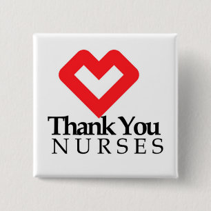 Thank You Nurses   Red Heart Button