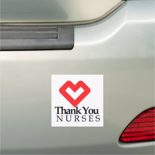 Thank You Nurses   Red Heart Car Magnet