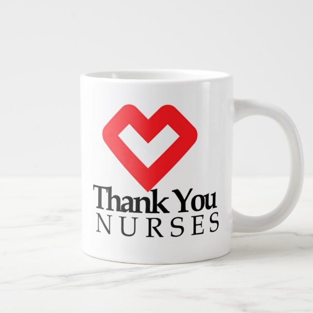 Thank You Nurses | Red Heart Giant Coffee Mug (Right)