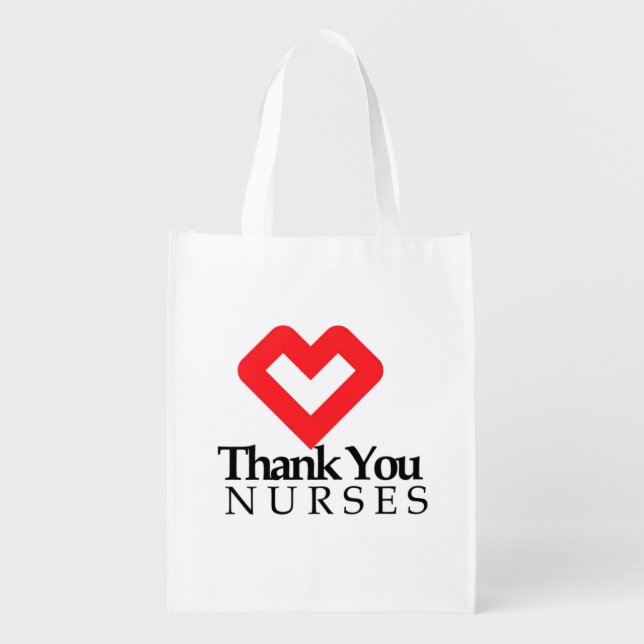 Thank You Nurses | Red Heart Grocery Bag (Front)