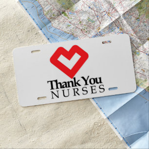 Thank You Nurses Red Heart License Plate