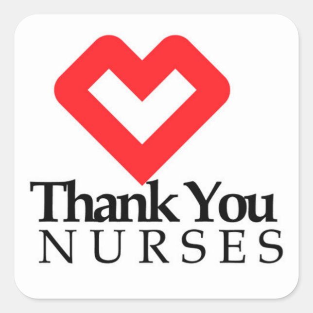 Thank You Nurses | Red Heart Square Sticker (Front)