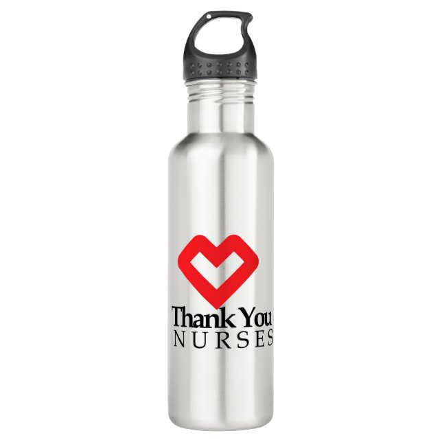 Thank You Nurses | Red Heart Stainless Steel Water Bottle (Front)