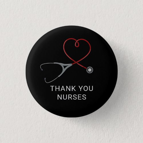 Thank You Nurses Red Love Heart Stethoscope  Button