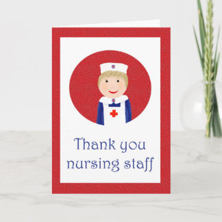 Thank you nursing staff, nurse in white apron card