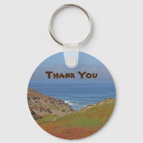 Thank You Ocean Landscape Beach Relaxed Gratitude Keychain