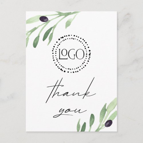 thank you olive branch greenery postcard