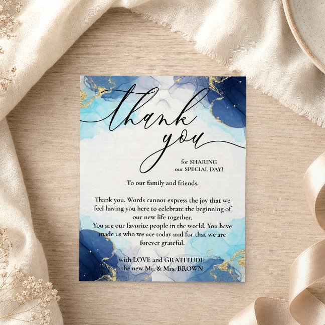 Thank You ombre blue signature elegant Flyer