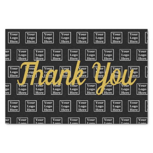 Thank You on Black Your Logo Here Tissue Paper