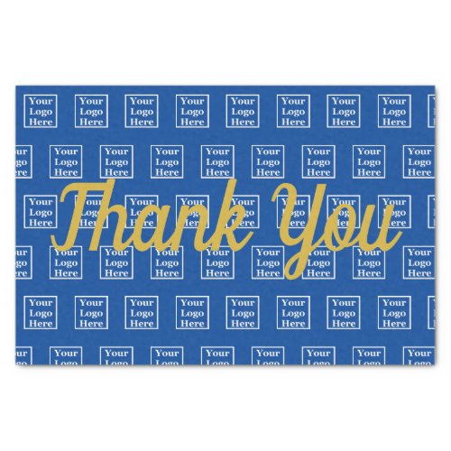 Thank You on Blue Your Logo Here Tissue Paper