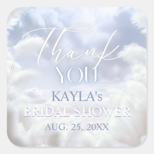 Thank You On Cloud Nine 9 Pampas Bridal Shower Square Sticker