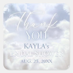 Thank You On Cloud Nine 9 Pampas Bridal Shower Square Sticker
