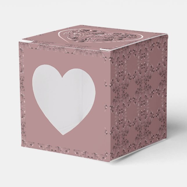 "Thank you" on dusty rose Favor Boxes (Front Side)