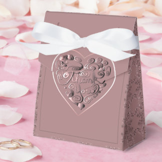 "Thank you" on dusty rose Favor Boxes