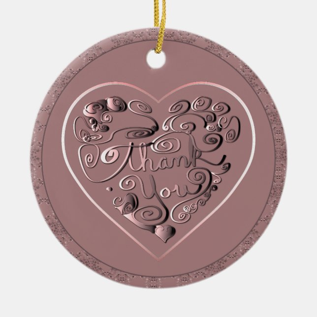 Thank you on dusty rose Ornament (Front)