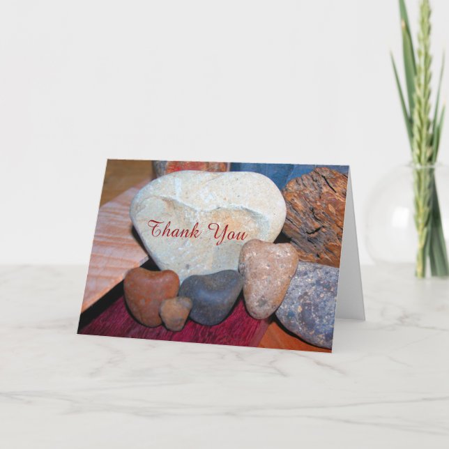 Thank You on Heart Shaped Rocks Card (Front)