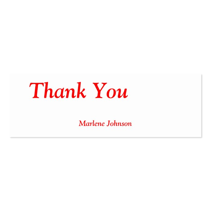 Thank You Option Name Personal Thin Gift Tag Business Card Template