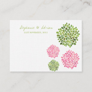 Thank You or Table Place Cards Pink Green Blooms