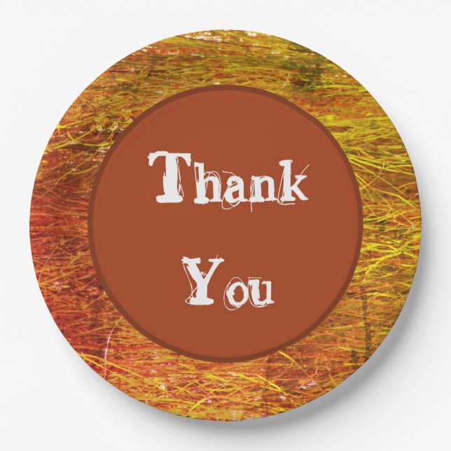 Thank You Orange Autumn Appreciation Meal Paper Plates (Front)