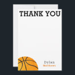 Thank You Orange Basketball Sports Kids<br><div class="desc">Thank You Orange Basketball Sports KidsThank You Card. Coordinate with other sports or basketball party supplies. www.SamAnnDesigns.com</div>