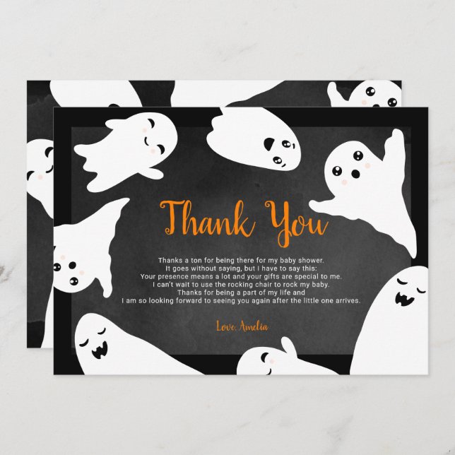 Thank you orange black Halloween ghost baby shower (Front/Back)