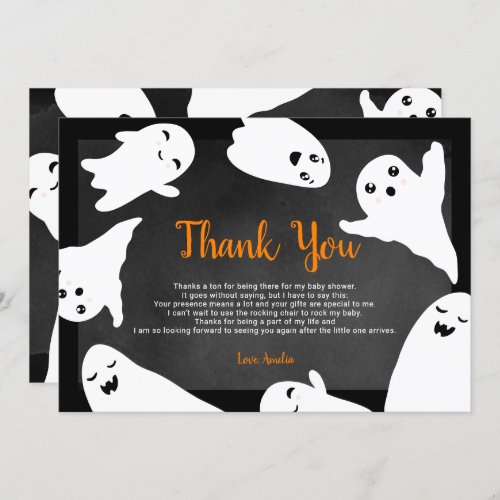 Thank you orange black Halloween ghost baby shower