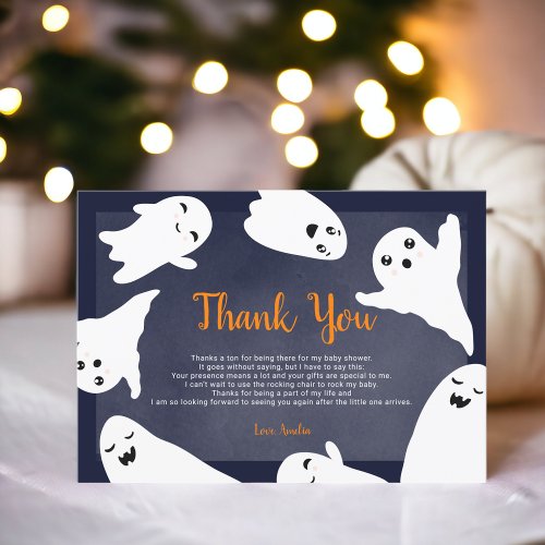 Thank you orange blue Halloween ghost baby shower