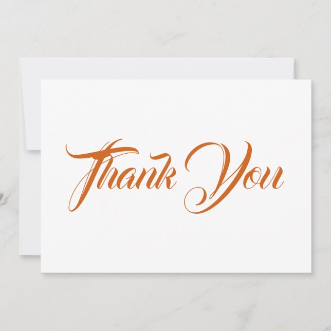Thank You orange calligraphy Thanksgiving card (Front)
