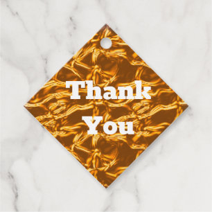 Thank You Orange Crinkled Foil Pattern Elegant Favor Tags