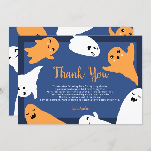 Thank you orange Halloween ghosts baby shower