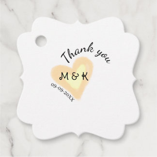 THANK YOU ORANGE HEART NAME LETTER DATE WEDDING FAVOR TAGS