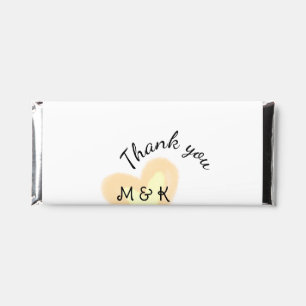 THANK YOU ORANGE HEART NAME LETTER DATE WEDDING HERSHEY BAR FAVORS